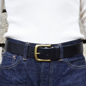 Hand stitched belt black, Buckle "Kihon"