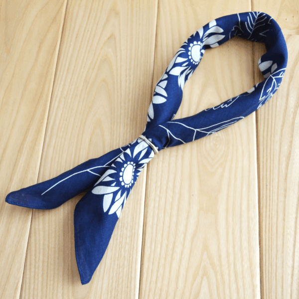 Japanese Indigo Chrysanthemum Bandana - Image 4