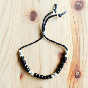 Japanese Beads Bracelet 7mm / Pewter / Black / Off White