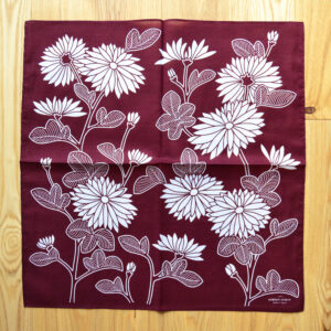 Japanese Chrysanthemum Bandana in Burgundy “Azuki-iro”