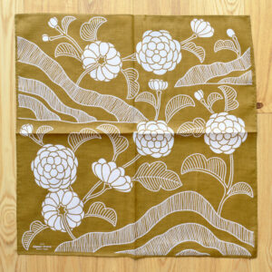 Japanese Chrysanthemum Bandana in Khaki “Rokoucha”